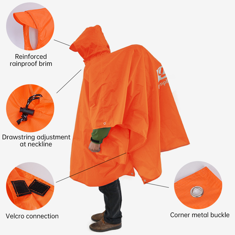 Camping Rain Poncho - Imperméable 3 en 1 léger pour
