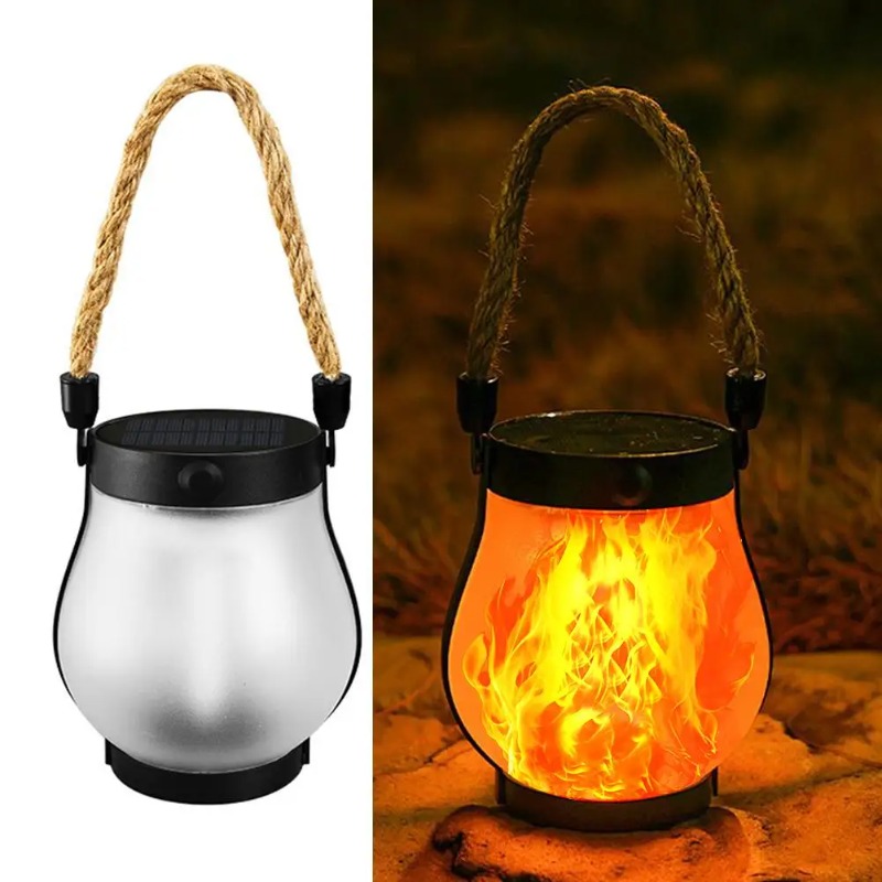 Camping Solar Lantern - Lampe solaire à flamme, rechargeable par