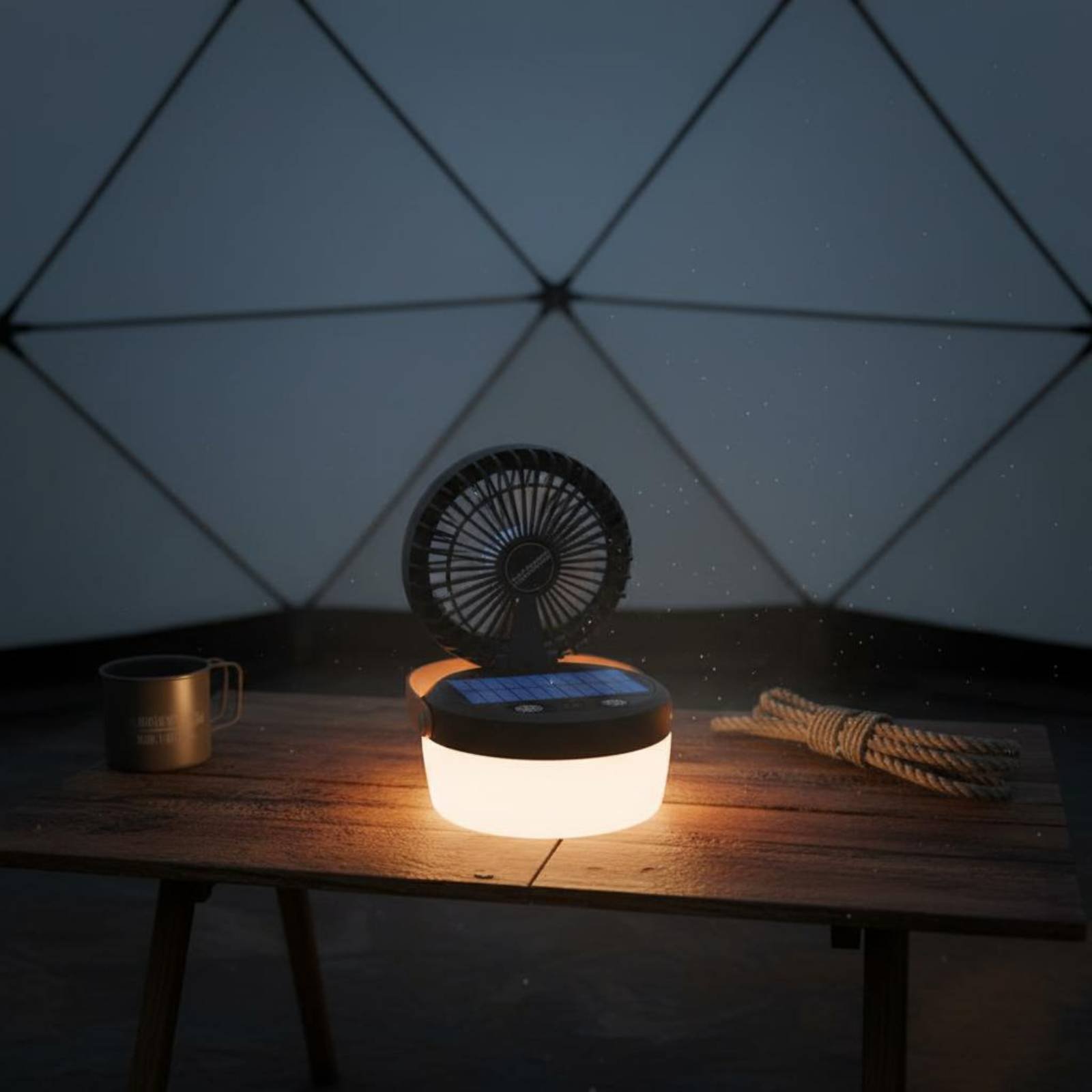 Camping Solar Lantern - Ventilateur solaire de camping, lanterne pliable,