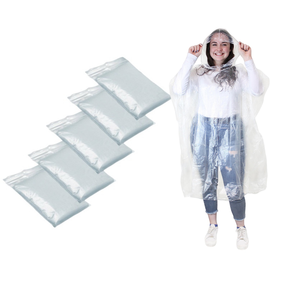 Camping Rain Poncho - Poncho Imperméable Transparent Portable pour Adulte,