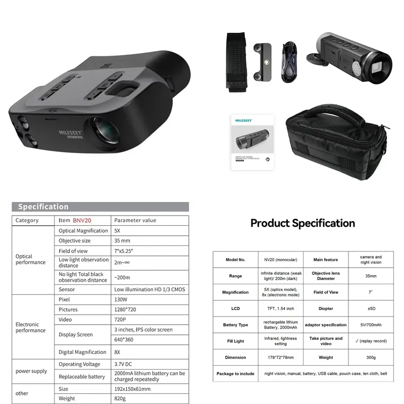 Outdoor Camping Videos - Télescope de vision nocturne numérique NV20