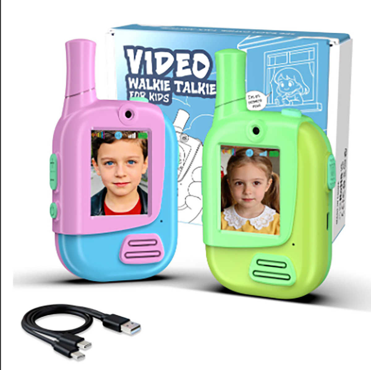 Outdoor Camping Videos - Lot de 2 talkies-walkies vidéo rechargeables