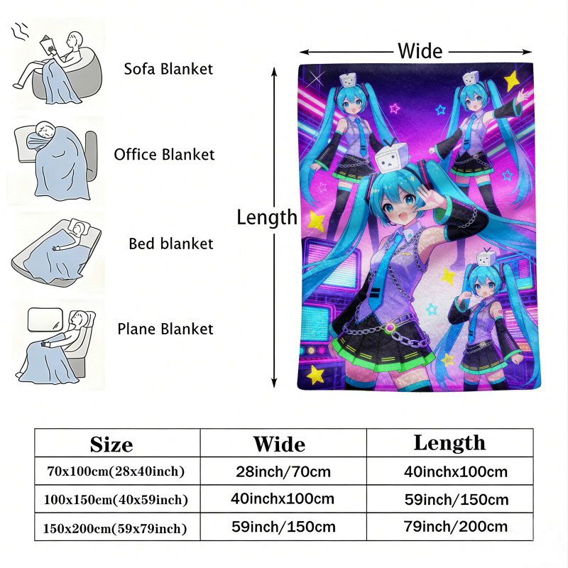 Couverture en flanelle Hatsune - Outdoor Camping Anime avis et prix