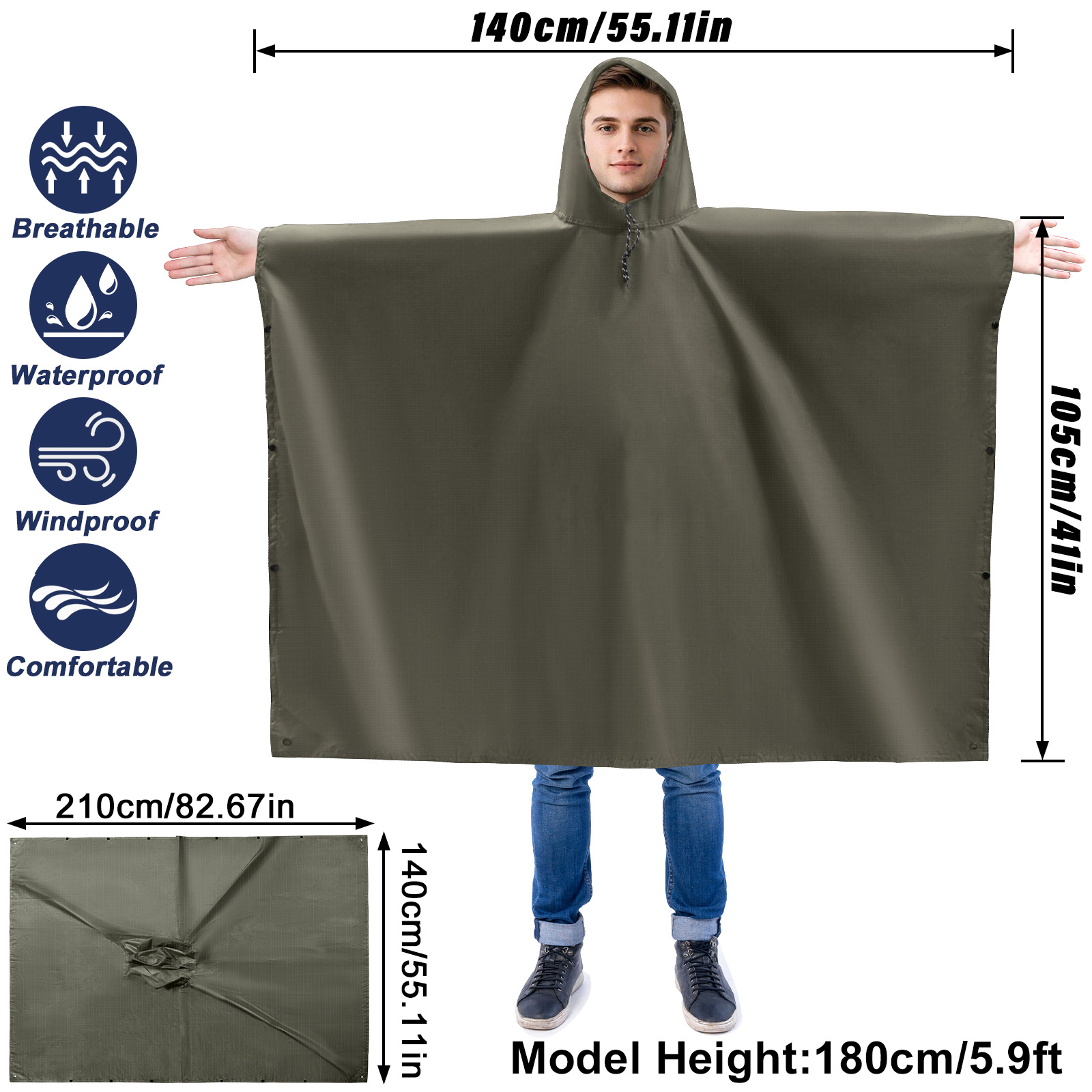 Poncho de pluie pour adultes,  - Camping Rain Poncho avis et prix