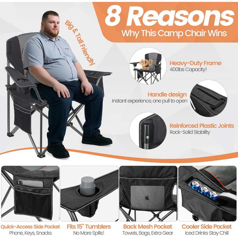 Lot de 2 chaises de camping pl - Outdoor Oversized Camping Chair avis et prix